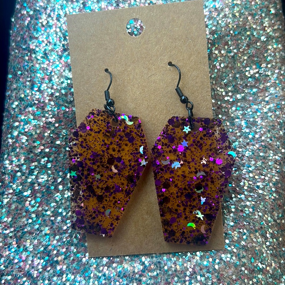 Halloween earrings, coffin earrings